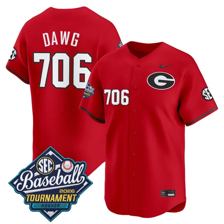Men's Georgia Bulldogs Baseball Sec Tournament Champions 2026 Vapor Premier Limited Jersey #706 DAWG