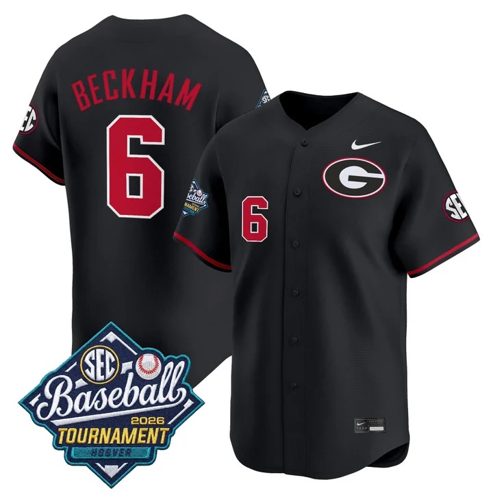 Men's Georgia Bulldogs Baseball Sec Tournament Champions 2026 Vapor Premier Limited Jersey BLACK #6 GORDON BECKHAM