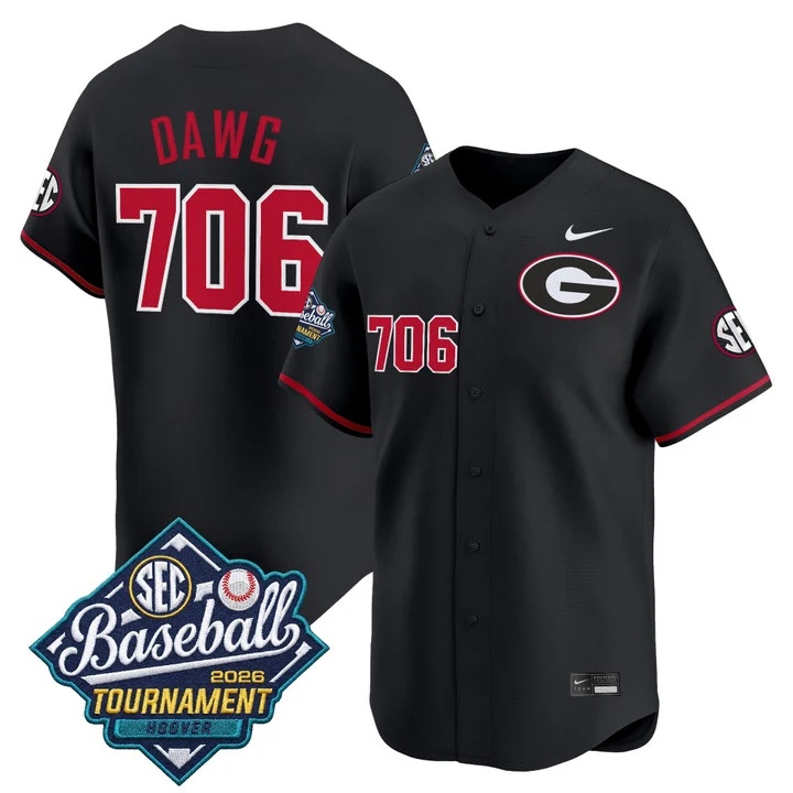 Men's Georgia Bulldogs Baseball Sec Tournament Champions 2026 Vapor Premier Limited Jersey BLACK #706 DAWG