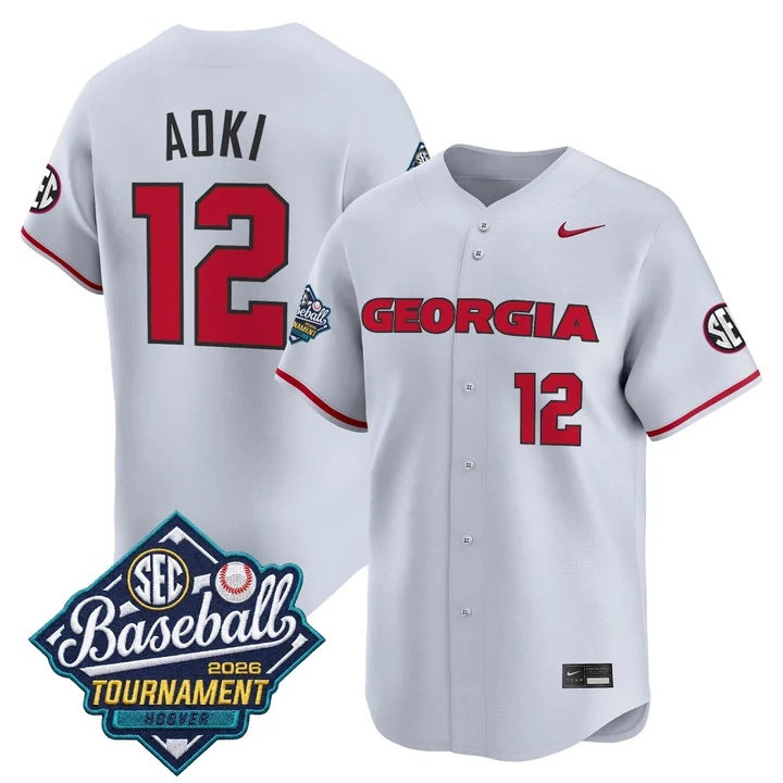 Men's Georgia Bulldogs Baseball Sec Tournament Champions 2026 Vapor Premier Limited Jersey GRAY  #12 CANDEN AOKI