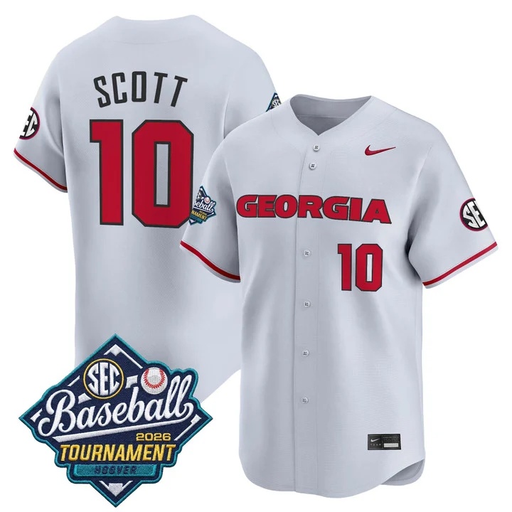 Men's Georgia Bulldogs Baseball Sec Tournament Champions 2026 Vapor Premier Limited Jersey GRAY #10 MATT SCOTT