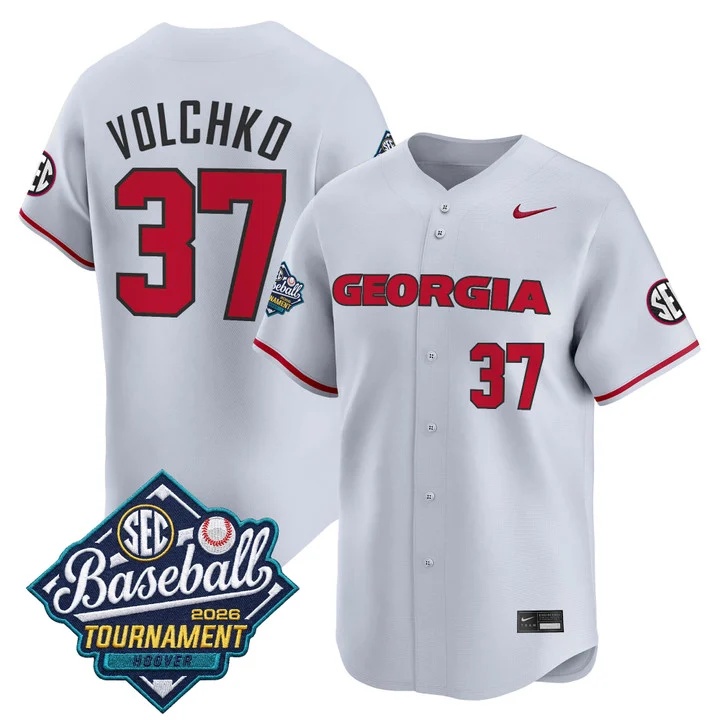 Men's Georgia Bulldogs Baseball Sec Tournament Champions 2026 Vapor Premier Limited Jersey GRAY #37 JOEY VOLCHKO