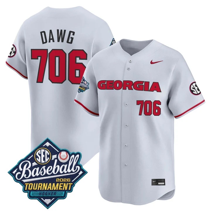 Men's Georgia Bulldogs Baseball Sec Tournament Champions 2026 Vapor Premier Limited Jersey GRAY #706 DAWG