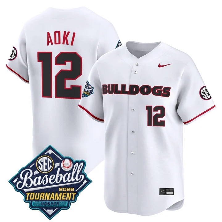 Men's Georgia Bulldogs Baseball Sec Tournament Champions 2026 Vapor Premier Limited Jersey WHITE #12 CANDEN AOKI