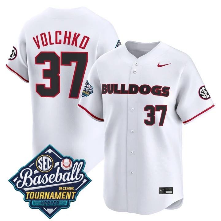 Men's Georgia Bulldogs Baseball Sec Tournament Champions 2026 Vapor Premier Limited Jersey WHITE #37 JOEY VOLCHKO