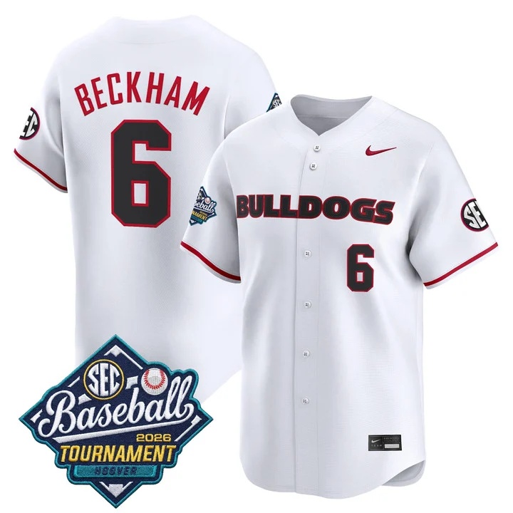 Men's Georgia Bulldogs Baseball Sec Tournament Champions 2026 Vapor Premier Limited Jersey WHITE #6 GORDON BECKHAM