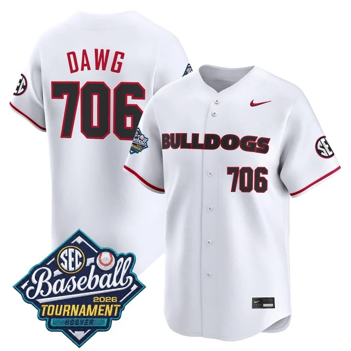 Men's Georgia Bulldogs Baseball Sec Tournament Champions 2026 Vapor Premier Limited Jersey WHITE #706 DAWG