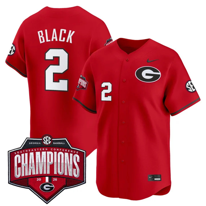 Men's Georgia Bulldogs Baseball Southeastern Confernce Champions 2026 Vapor Premier Limited Jersey 2 Ryan Black