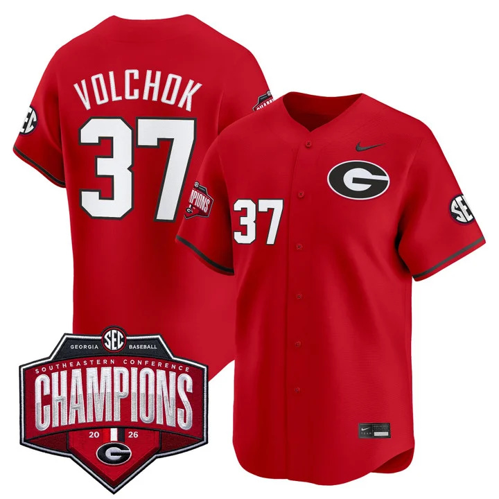 Men's Georgia Bulldogs Baseball Southeastern Confernce Champions 2026 Vapor Premier Limited Jersey 37 Joey Volchko