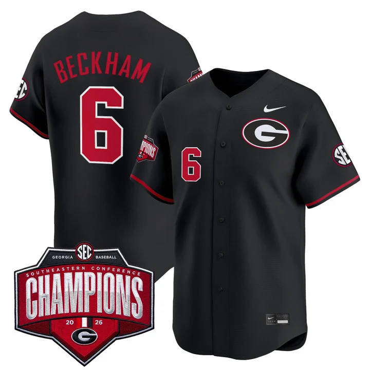 Men's Georgia Bulldogs Baseball Southeastern Confernce Champions 2026 Vapor Premier Limited Jersey black 6 Gordon Beckham