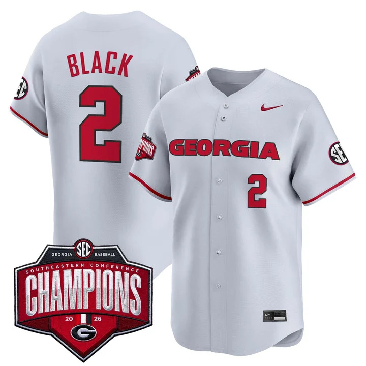 Men's Georgia Bulldogs Baseball Southeastern Confernce Champions 2026 Vapor Premier Limited Jersey gray 2 Ryan Black