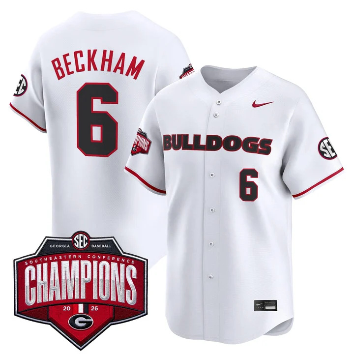 Men's Georgia Bulldogs Baseball Southeastern Confernce Champions 2026 Vapor Premier Limited Jersey whie 6 Gordon Beckham