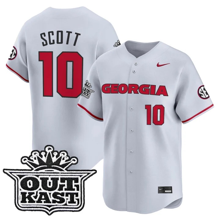 Men's Georgia Bulldogs Baseball x Outkast Vapor Premier Limited Jersey GRAY#10 MATT SCOTT