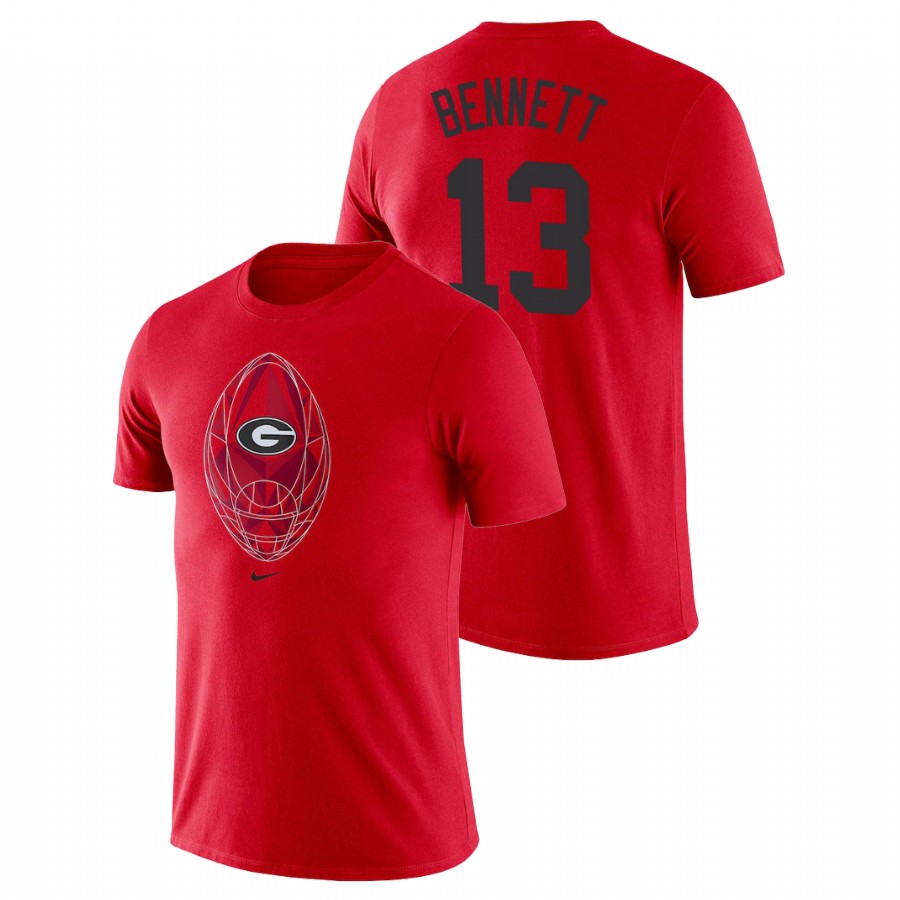 Men's Georgia Bulldogs Football Icon Stetson Bennett Red T-Shirt
