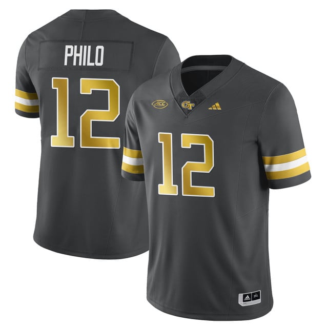 Men's Georgia Tech Football 2025 Limited Jersey DARK GRAY#12 AARON PHILO