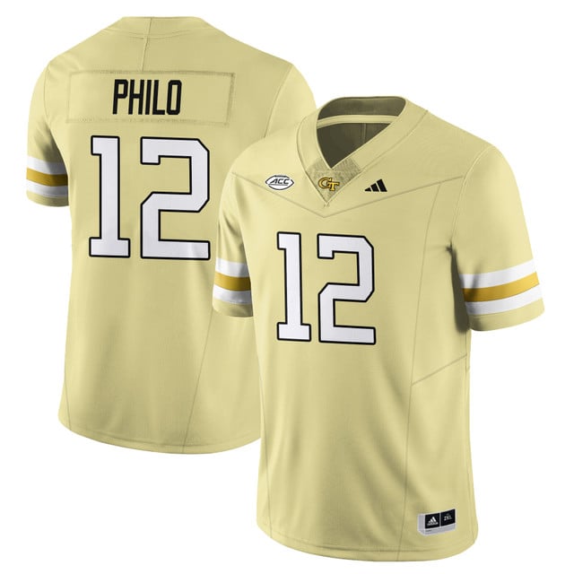 Men's Georgia Tech Football 2025 Limited Jersey GOLD#12 AARON PHILO