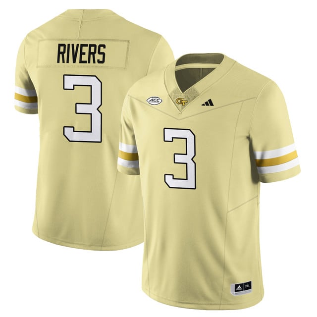 Men's Georgia Tech Football 2025 Limited Jersey GOLD#3 ERIC RIVERS