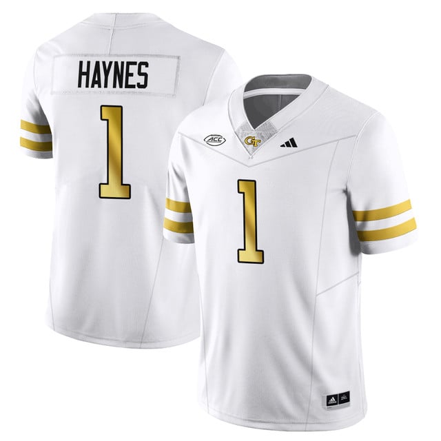 Men's Georgia Tech Football 2025 Limited Jersey WHITE#1 JAMAL HAYNES