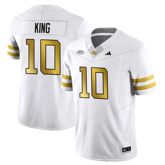 Men's Georgia Tech Football 2025 Limited Jersey WHITE#10 HAYNES KING