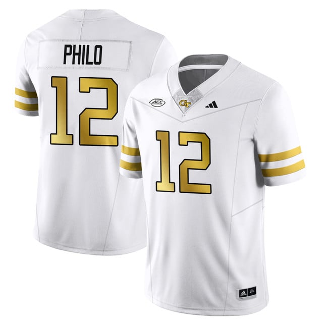 Men's Georgia Tech Football 2025 Limited Jersey WHITE#12 AARON PHILO