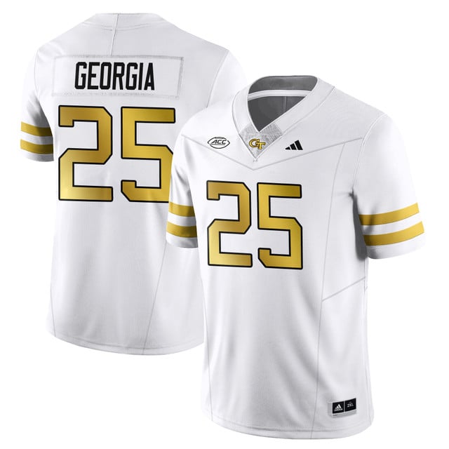 Men's Georgia Tech Football 2025 Limited Jersey WHITE#25 GEORGIA
