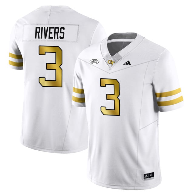 Men's Georgia Tech Football 2025 Limited Jersey WHITE#3 ERIC RIVERS