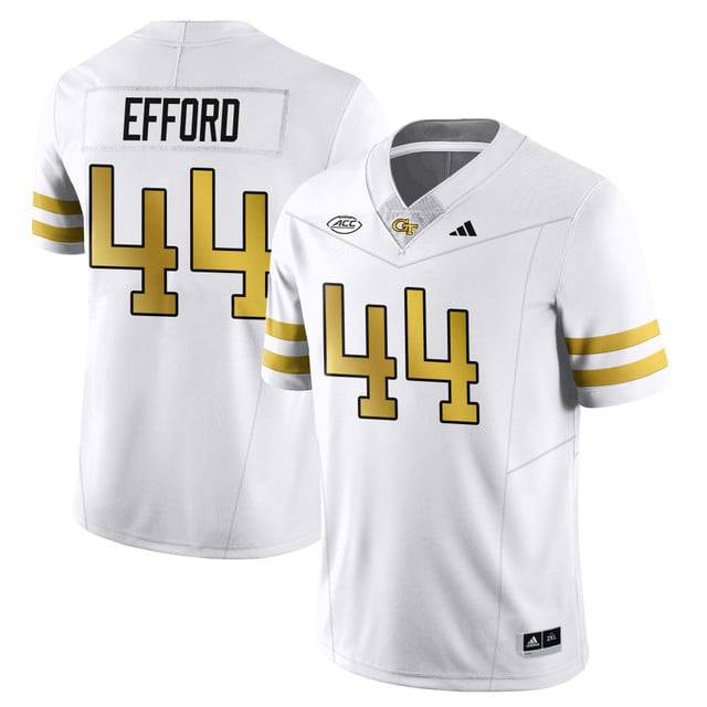 Men's Georgia Tech Football 2025 Limited Jersey WHITE#44 KYLE EFFORD