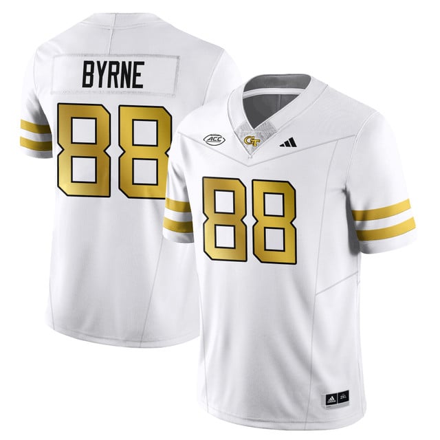 Men's Georgia Tech Football 2025 Limited Jersey WHITE#88 J.T. BYRNE