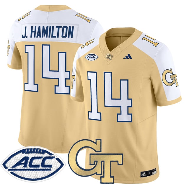 Men's Georgia Tech Yellow Jackets 2025 Vapor Limited Jersey alternate #14 Joe Hamilton