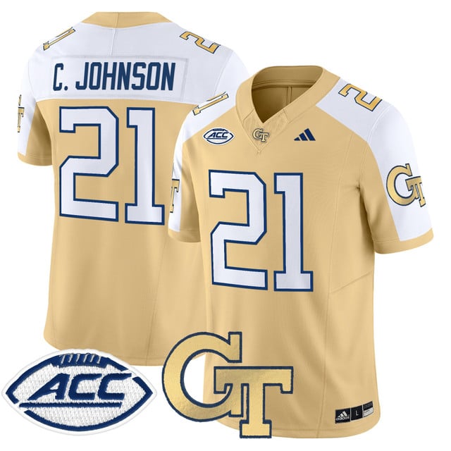 Men's Georgia Tech Yellow Jackets 2025 Vapor Limited Jersey alternate #21 Calvin Johnson