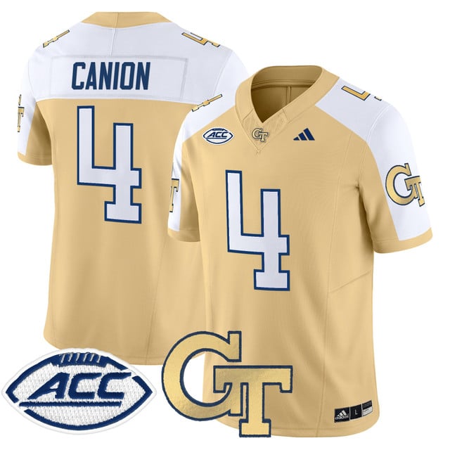 Men's Georgia Tech Yellow Jackets 2025 Vapor Limited Jersey alternate #4 Isiah Canion