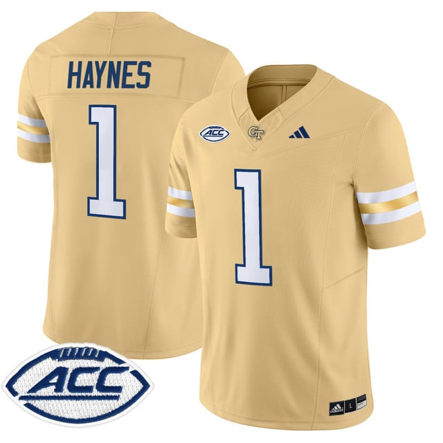 Men's Georgia Tech Yellow Jackets 2025 Vapor Limited Jersey gold #1 Jamal Haynes