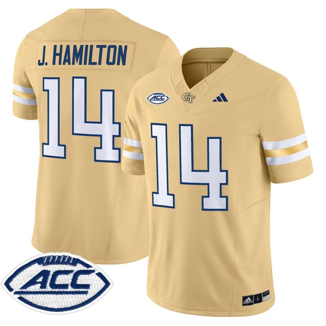 Men's Georgia Tech Yellow Jackets 2025 Vapor Limited Jersey gold #14 Joe Hamilton