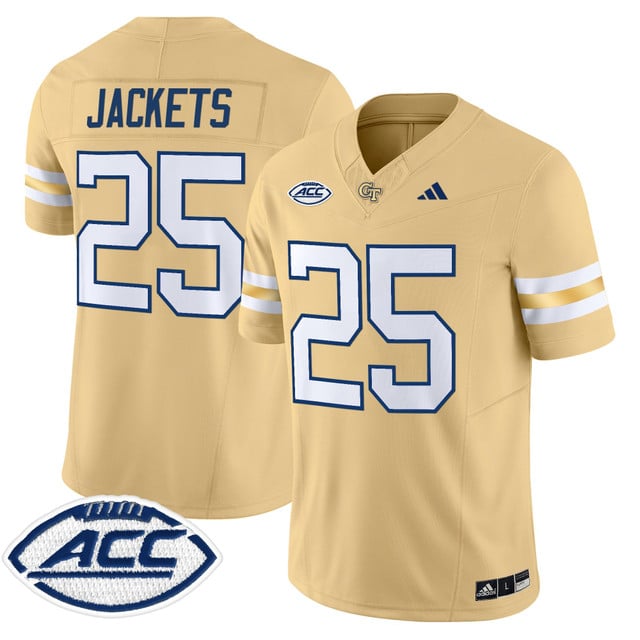 Men's Georgia Tech Yellow Jackets 2025 Vapor Limited Jersey gold #25 Jackets