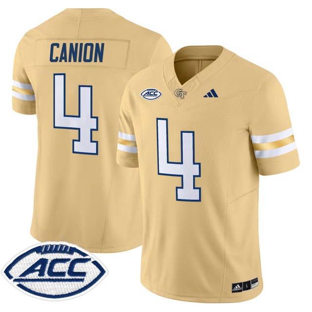 Men's Georgia Tech Yellow Jackets 2025 Vapor Limited Jersey gold #4 Isiah Canion
