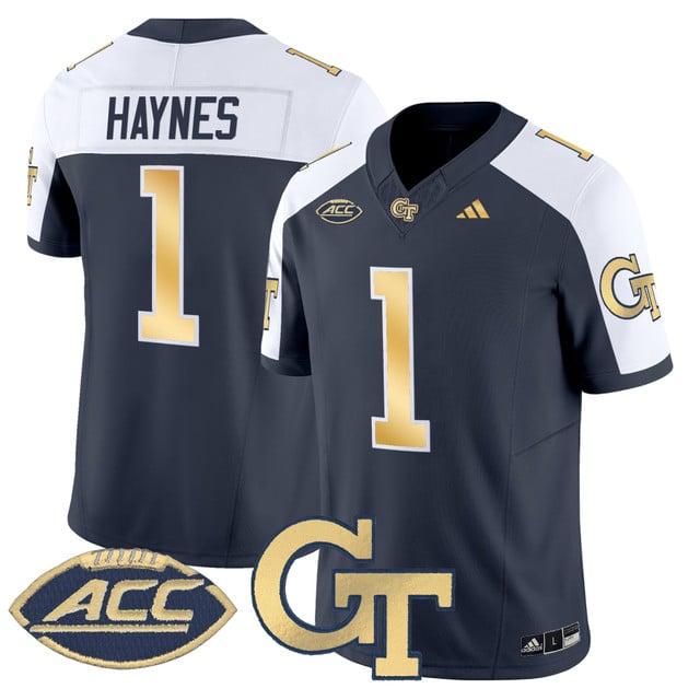 Men's Georgia Tech Yellow Jackets 2025 Vapor Limited Jersey navy #1 Jamal Haynes