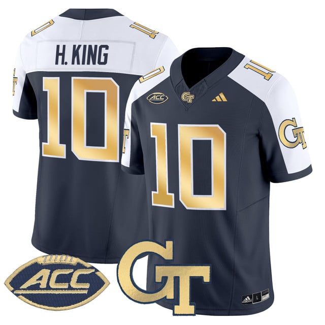 Men's Georgia Tech Yellow Jackets 2025 Vapor Limited Jersey navy #10 Haynes King