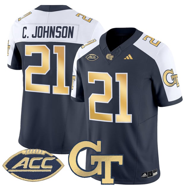 Men's Georgia Tech Yellow Jackets 2025 Vapor Limited Jersey navy #21 Calvin Johnson