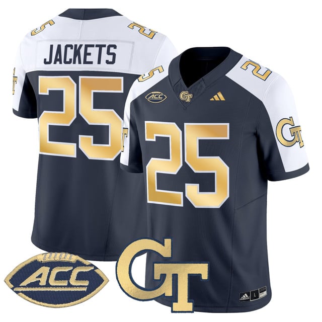 Men's Georgia Tech Yellow Jackets 2025 Vapor Limited Jersey navy #25 Jackets