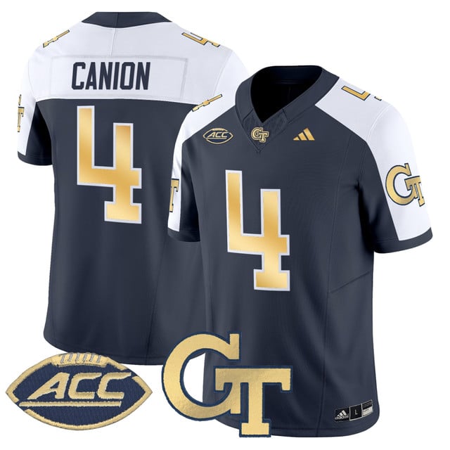 Men's Georgia Tech Yellow Jackets 2025 Vapor Limited Jersey navy #4 Isiah Canion