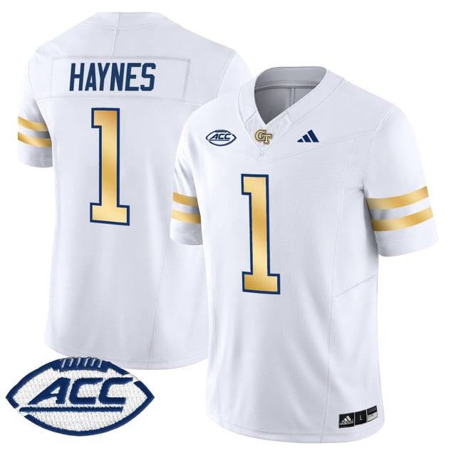 Men's Georgia Tech Yellow Jackets 2025 Vapor Limited Jersey white #1 Jamal Haynes