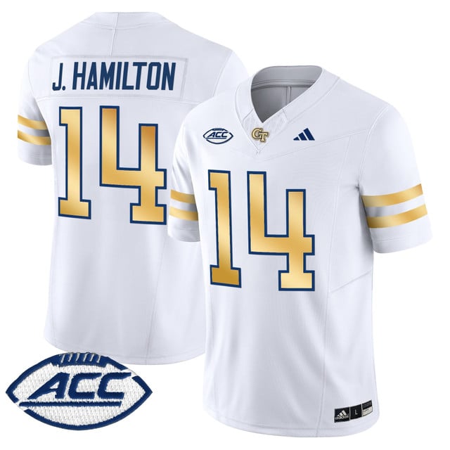 Men's Georgia Tech Yellow Jackets 2025 Vapor Limited Jersey white #14 Joe Hamilton