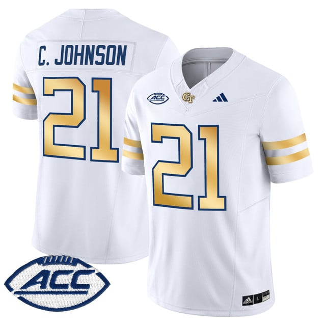 Men's Georgia Tech Yellow Jackets 2025 Vapor Limited Jersey white #21 Calvin Johnson
