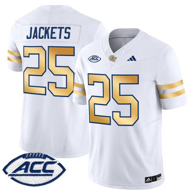 Men's Georgia Tech Yellow Jackets 2025 Vapor Limited Jersey white #25 Jackets
