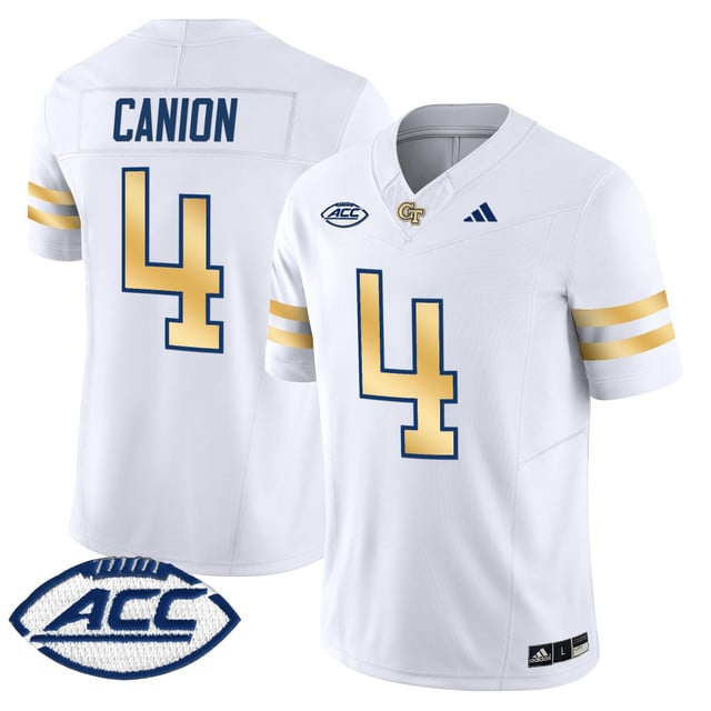 Men's Georgia Tech Yellow Jackets 2025 Vapor Limited Jersey white #4 Isiah Canion