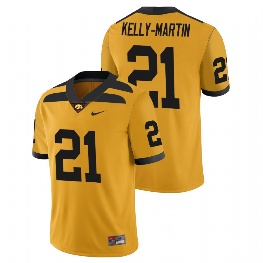 Men's Gold Iowa Hawkeyes Ivory Kelly-Martin College Football Alternate Game Jersey