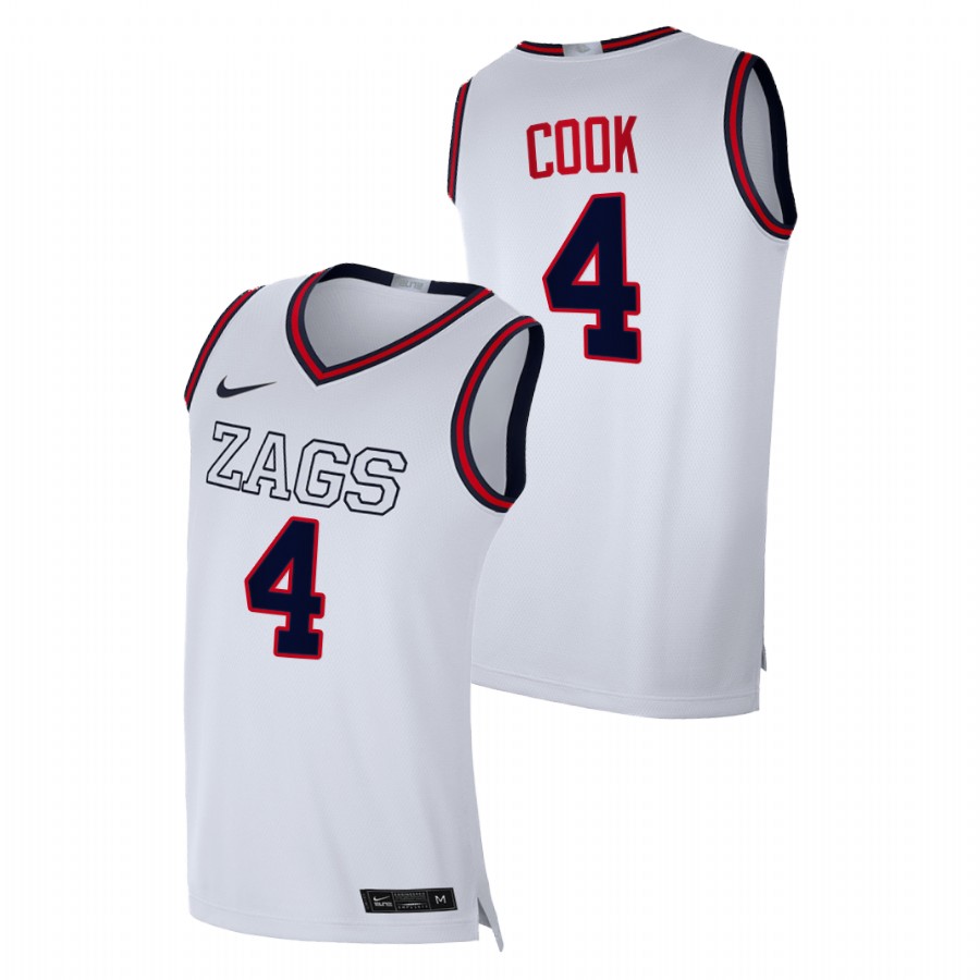 Men's Gonzaga Bulldogs Aaron Cook 2021 Swingman Jersey White