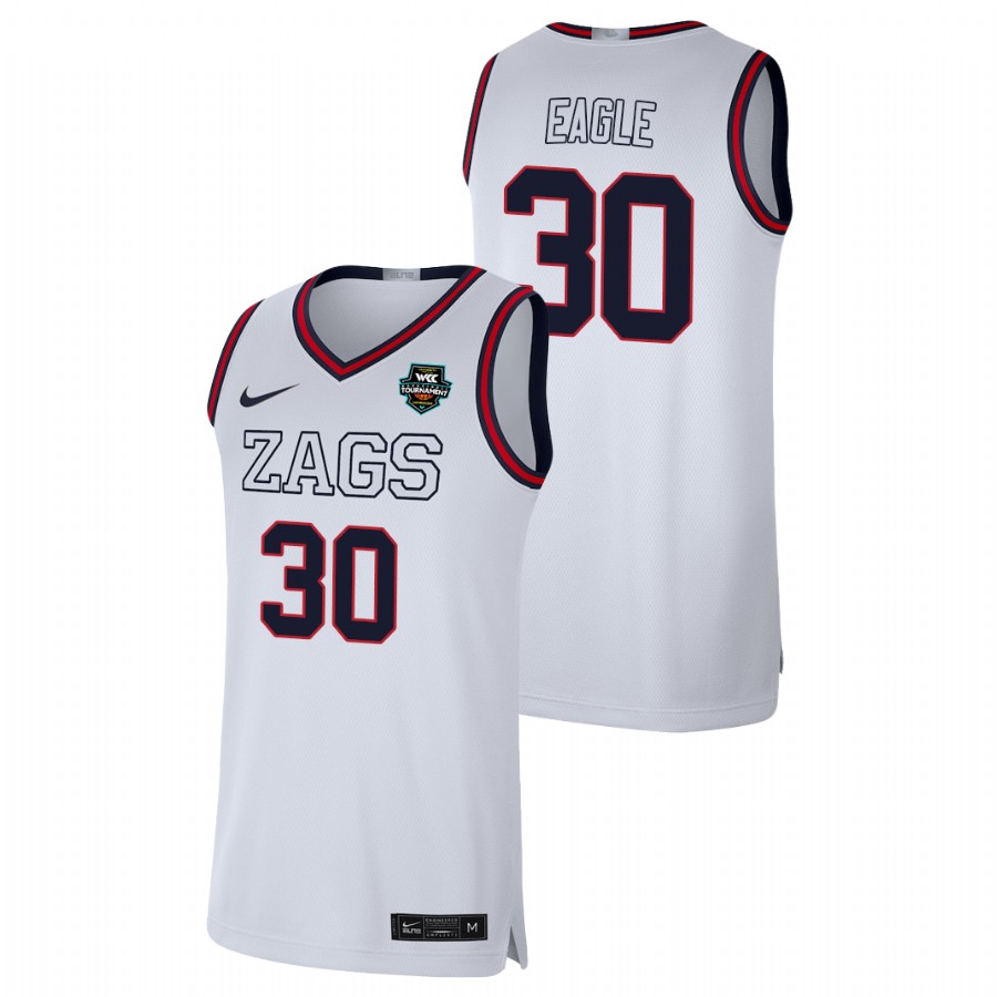 Men's Gonzaga Bulldogs Abe Eagle 2021 WCC Basketball Conference Tournament Champions Limited Jersey White
