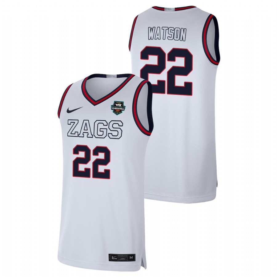 Men's Gonzaga Bulldogs Anton Watson 2021 WCC Basketball Conference Tournament Champions Limited Jersey White