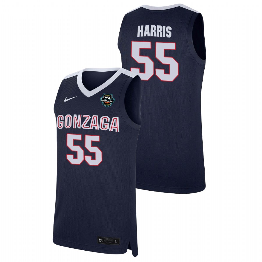 Men's Gonzaga Bulldogs Dominick Harris 2021 WCC Basketball Conference Tournament Champions Replica Jersey Navy